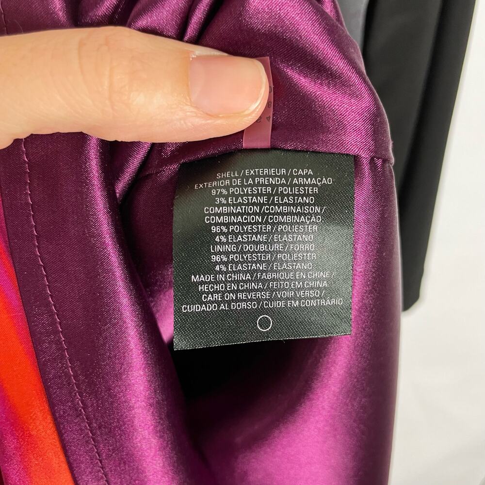 T Tahari | Skyler Pink Orange Watercolor Soft Satin 3/4 Sleeve Sheath Dress - Picture 13 of 13